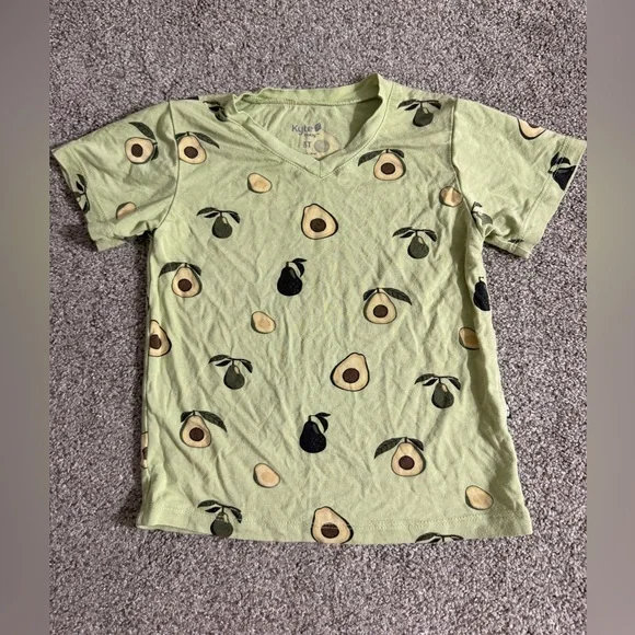 Kyte Baby Toddler V-Neck Tee Shirt in Avocado Print Green Size 3T Bamboo Shirt - Picture 2 of 9